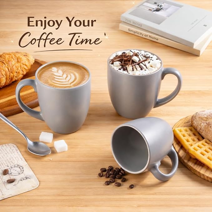 GBhome 12 oz Coffee Mug Set of 6, Large Ceramic Coffee Mugs for Men Women | Modern Stoneware Coffee Mugs Set with Handle for Tea/Latte/Cappuccino/Milk/Cocoa, Dishwasher & Microwave Safe - Image 4