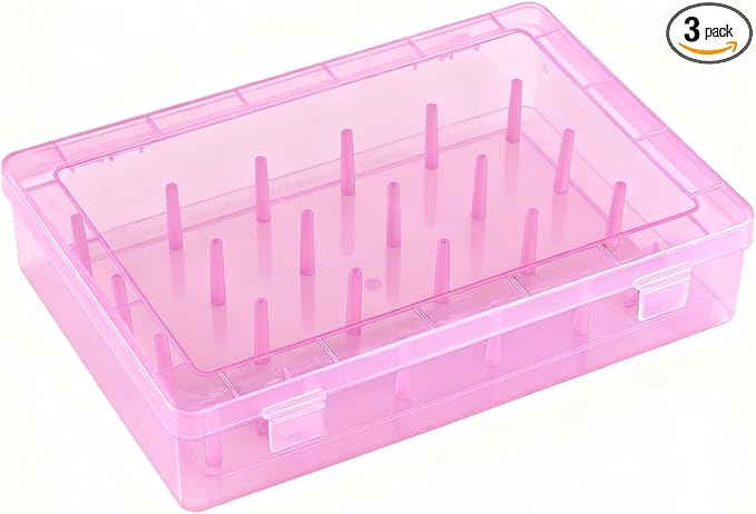 3pcs Piping Tips Organizer with Fixed Pins 72/126-Capacity Cake Decorating Storage Box for Baking Tools (1pcs-24 pink)