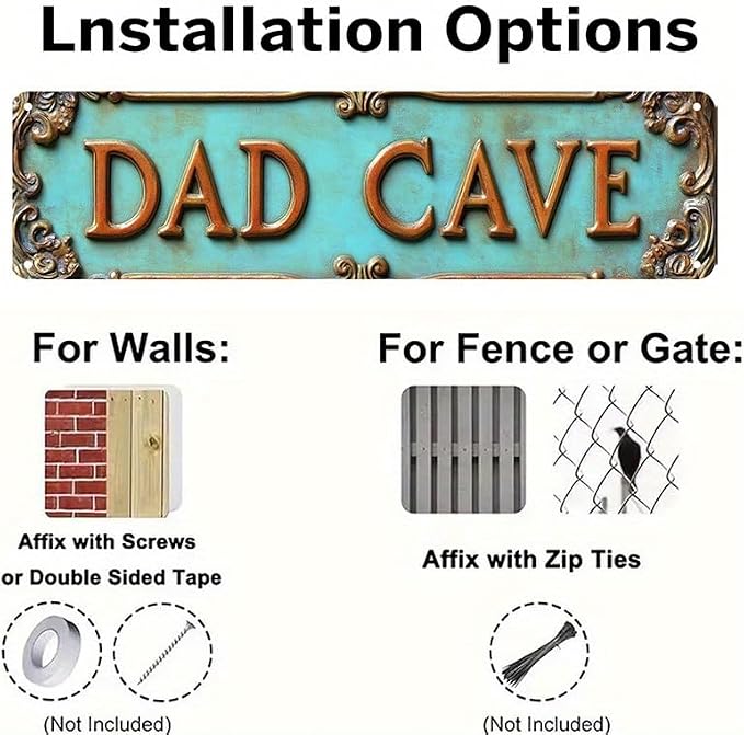 Bar Sign Bar Gifts Vintage Metal Wall Decor Sign"DAD CAVE" Street Sign Funny Man Cave Decor Accessories for Home, Bar, Bathroom, Bedroom Unique Retro Tin Signs for Outdoor 4 X 16 inches - Image 5
