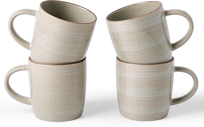 famiware Coffee Mugs Set of 4, Meteor 13 oz Ceramic Mug Cup Set with Handle for Coffee, Tea, Cappuccino, Latte, Milk, Matcha Green by Famiware