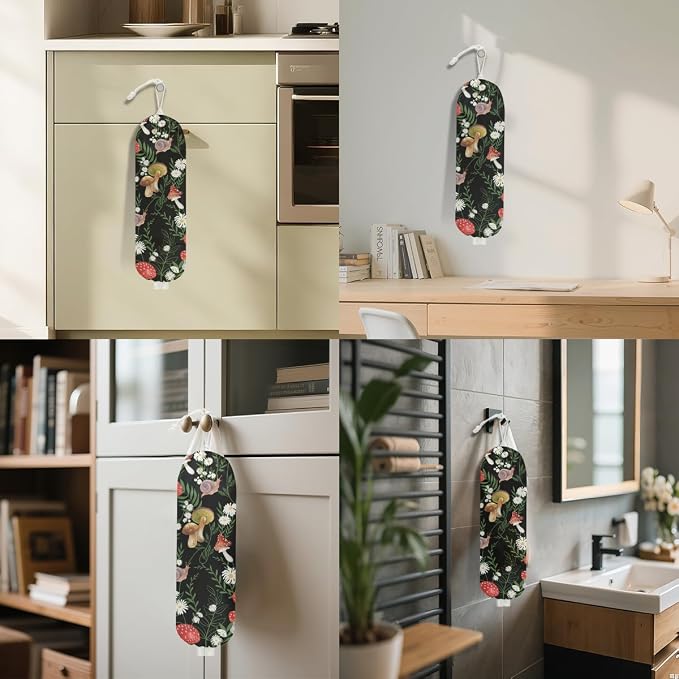 Vibrant Mushroom Plastic Bag Holder for Kitchen Essentials Storage | Snail Floral Grocery Bag Holder for Plastic Bags, Washable Shopping Bags Storage Dispenser Mushroom Gifts for Women - Image 6
