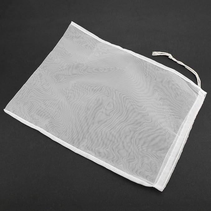 1Pc Wine Filter Bag, 100 Mesh Reusable Drawstring Filter Bag Washable Fine Mesh Nut Milk Bag Food Strainer Bags, for Home Wine Beer Brew Brewing Making Coffee Fruit Jam Straining