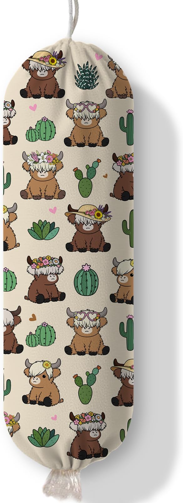 Plastic Bag Holder Highland Cow Bag Holder Dispenser, Plastic Grocery Bag Organizer & Wall Mount Paper Trash Bags Saver Storage for Kitchen Home Pantry Decor, Fun Farmhouse Decor by Ialtsidws