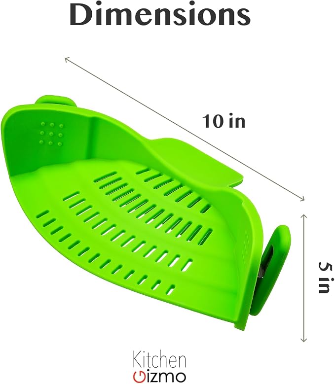 Kitchen Gizmo Snap N' Strain Clip On Strainer for Pots and Pans - Collapsible Silicone Pasta Strainer and Kitchen Gadget for Cooking - Easy to Use, Heat Resistant and Space Saving Colander - Green - Image 3