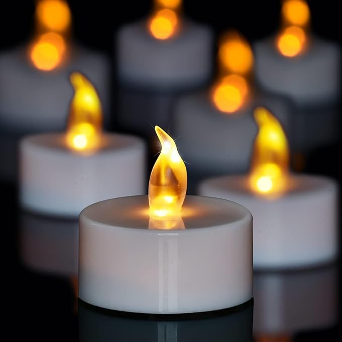Tea Lights Battery Operated Candles LED Tea Lights Flameless Candles 200+ Hours Flickering Fake Tealights for Sweetest Day Wedding Home Decorations Party (Warm Yellow, 400 Pack) by Candlium