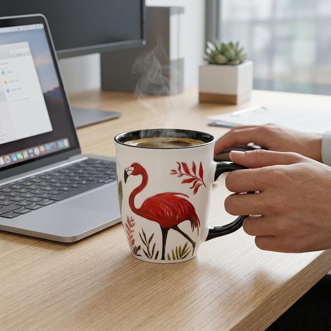 Ceramic Flamingo Coffee Mug - 16oz Color Changing Mug, Large Coffee Mugs for Hot Cocoa Tea, Pink Flamingo Gifts for Women, Valentine's Day Gifts for Girlfriend Wife - Image 6