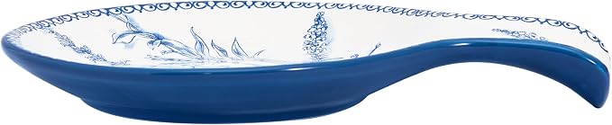 Bico Blue Garden Toile De Jouy Spoon Rest for Stove Top, Ceramic Spoon Holder for Kitchen Counter, Easy to Clean Coffee Spoon Rest Dishwasher Safe, Kitchen Cooking Utensil Rest for Ladles Spatula - Image 3