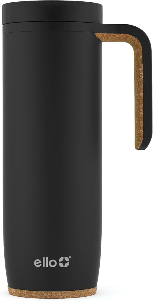Ello Magnet 18oz Vacuum Insulated Stainless Steel Travel Mug with Side Handle and Leak-Proof Slider Lid and Built-in Coaster, Keeps Hot for 5 Hours, Perfect for Coffee or Tea, BPA-Free by Ello