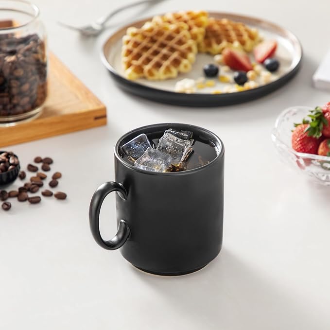 vancasso Porcelain Coffee Mugs Set of 6, 12 Oz Black Coffee Cups for Latte, Cappuccino, Tea & Hot Cocoa, Sleek Modern Café Style for Home, Office & Coffee Bar, Microwave & Dishwasher Safe - Image 7