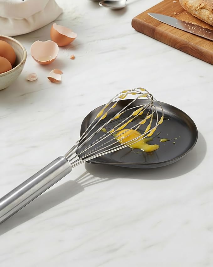 VanlonPro Stainless Steel Spoon Rest, Spatula Ladle Holder, Stainless Steel Utensil Spoon Rest Holder, Brushed Finish, Dishwasher Safe 5.9 x 5.1 Inch (Round Black 1PC) - Image 4