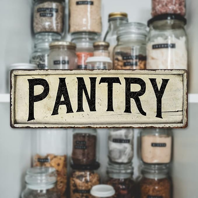 PANTRY Sign Farmhouse Signs Wall Decor Art Country Decorations Rustic Vintage Home Tin Plaque Kitchen Gift 8 x 24 Matte Finish Metal 108240028237 - Image 2
