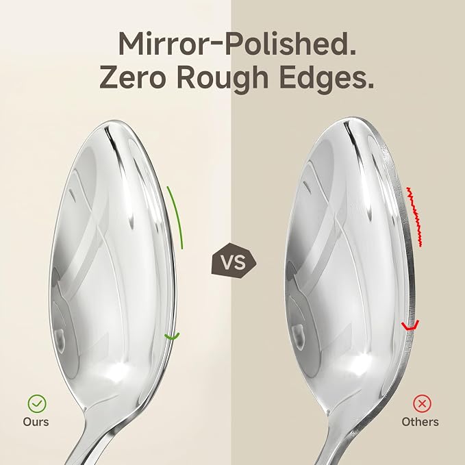 KINGSTONE 24-Piece Silverware Set with Steak Knives, Flatware Set for 4, 18/10 Stainless Steel Tableware Cutlery Set for Home Restaurant, Mirror Finish,Modern Design - Image 5