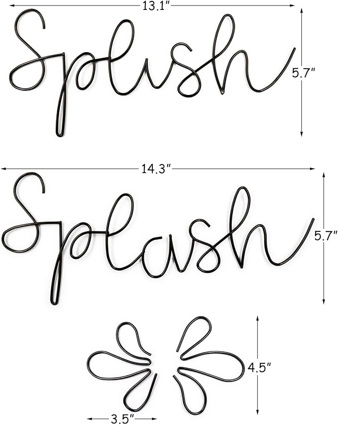 Qmetalart Splish Splash Bathroom Decor Wall Art Black Metal Wire Words Funny Signs Housewarming Wedding Gift Ideas - Image 4