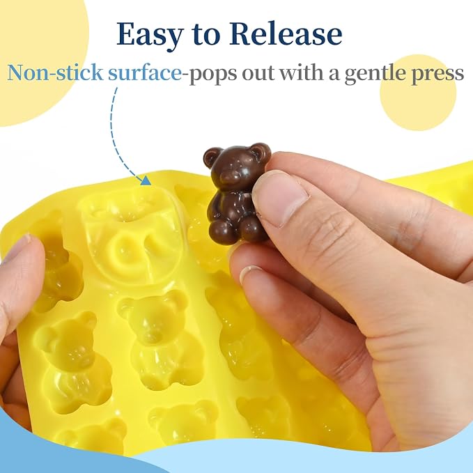 Large Gummy Bear Candy Molds 4.5ML, 80-Cavity Bear Chocolate Mold Silicone | 2 Pack Non-Stick Bear Silicone molds for Gummy, Mini Size Ice Cubes, Cupcake Toppers and Birthday Party Cake Decoration - Image 5