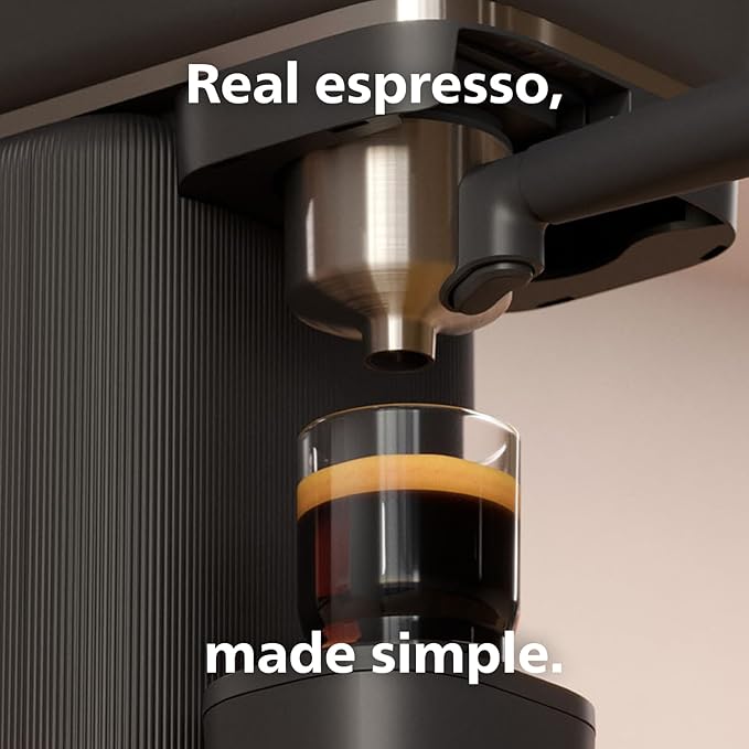 Philips Baristina Espresso Machine+Milk Frother Bundle. Real espresso. Compact coffee machine, portafilter, grinder, Cafe Crema. Dairy & Non-Dairy Milk foam​. Hot & Cold. Easy Clean. Black (BAR303/60) - Image 2