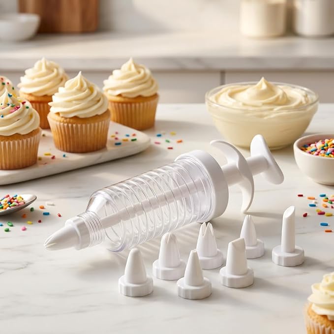 1 SET Deviled Egg Piping Tool, Deviled Eggs Filler Tool with 8 Piping Tips, Cupcake Filler Tool for Baking and Party Preparation, Reusable White Decorating Kit - Image 5