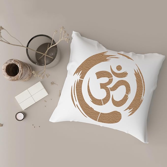 FINGERINSPIRE Om Symbol Stencil with Paint Brush 11.8x11.8 inch Yoga Zen Circle Pattern Template Yoga Om Symbols Craft Stencil for Painting on Wall Wood Floor Tile Canvas Fabric Furniture - Image 6