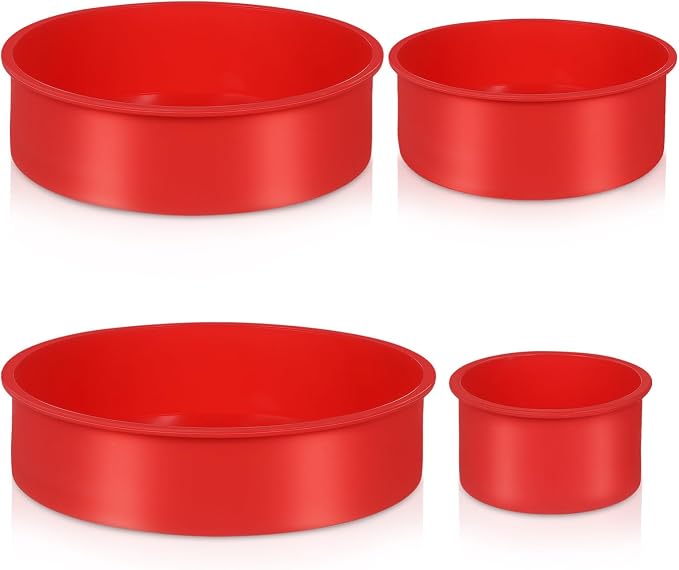 Hemoton Non-stick Round Cake Pans Set Silicone Cake Molds Stackable Baking Pans for Baking Cooking by HEMOTON
