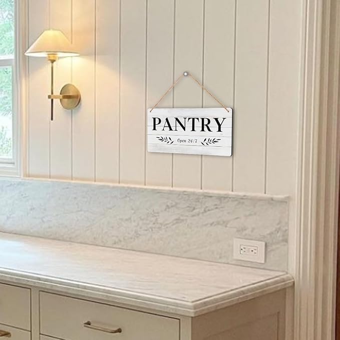 Pantry Sign Rustic Wall Art Print Wooden Signs Funny Home Decor Vintage Poster Retro Hanging Plaque for Farmhouse Kitchen Cafe Bar Grocery Coffee Corner 10x5 Inch (Simple Gray White Wood Grain) - Image 5