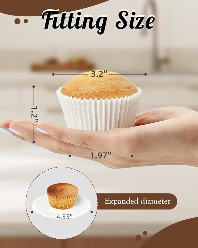700 Count White Cupcake Liners - Greaseproof Muffin Baking Cups, 2 Inch | Non-Stick, Disposable Muffin Liners — Hold Cupcakes, Muffins, Desserts & Nuts for Parties, Weddings and Birthdays - Image 2