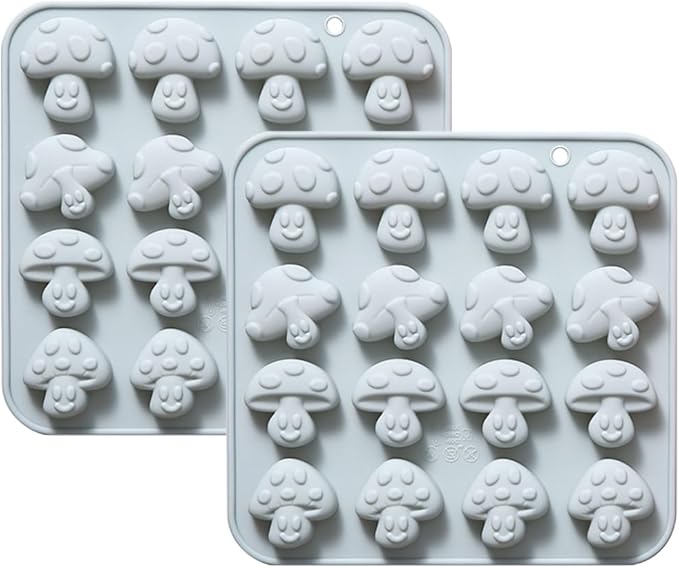 32 Cavities Mushroom Shape Candy and Chocolate Silicone Molds,Unique and Cute, Non-Stick, Baking Molds for Making Birthday Cake, Cake Decoration, Jelly, Cupcake, Ice Cubes 2 Count