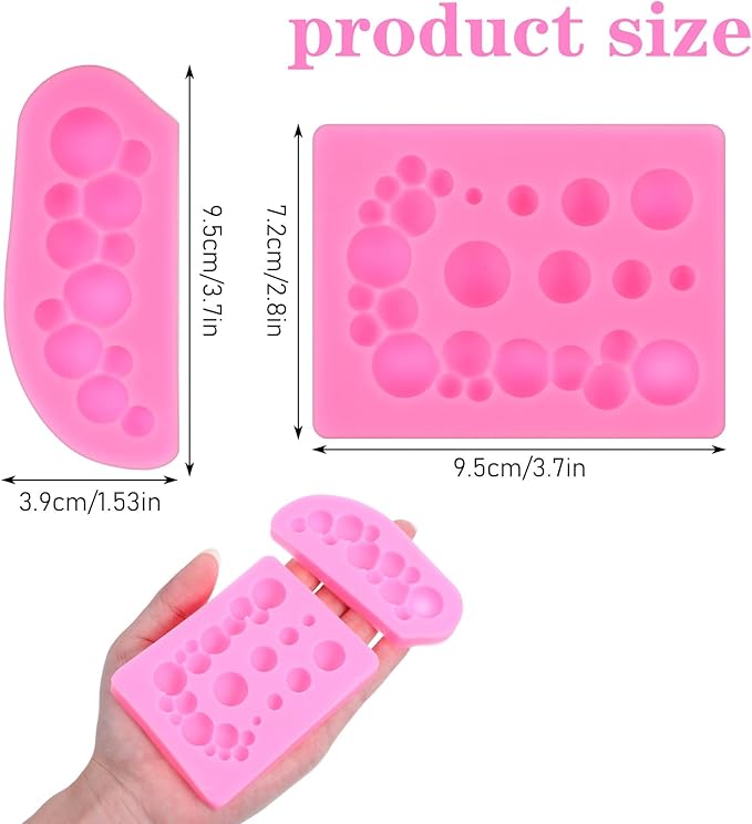 2 PCS Silicone Sphere Molds, Semi Sphere Bubble Ball Cake Mold, Silicone Cake Pop Molds, Hemispherical Mold for Chocolate, Candy, Desserts, Resin, Soap, Clay Crafts