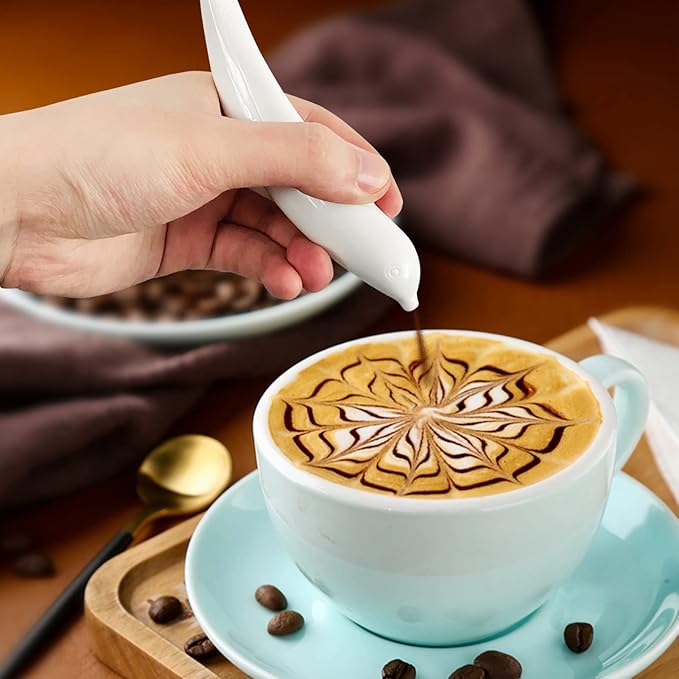 Latte Art Pen, Electrical Coffee Carving Pen, Spice Pen for Coffee Art, Cake Decoration Portable Pen Cappuccino Coffee Carving Pen Professional Baking Pastry Tools