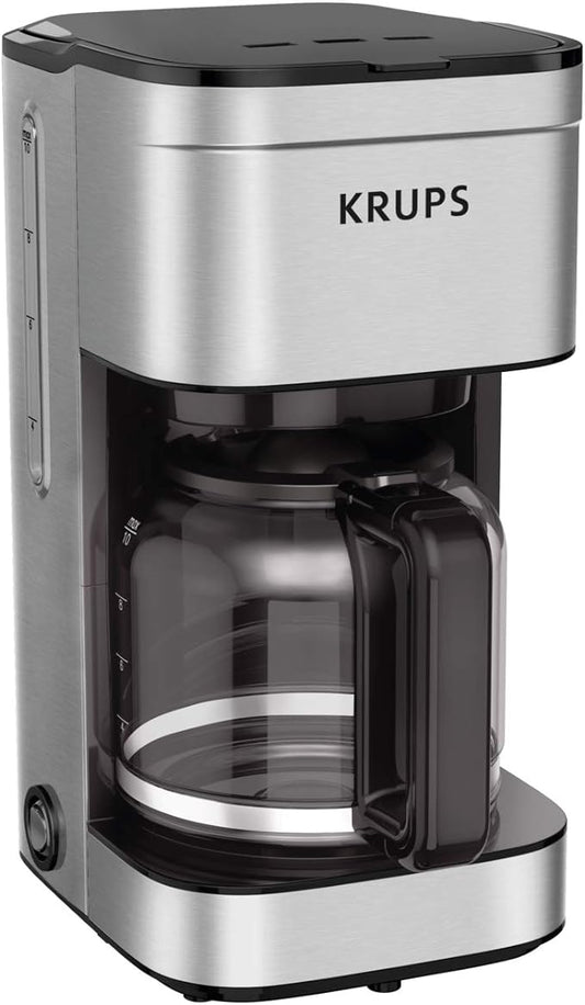 KRUPS Coffee Maker 10 Cups Simply Brew Stainless Steel Drip Coffee Maker, 900 Watts Coffee Filter, Drip Free, Dishwasher Safe Pot , Black & Silver | Pause & Brew mid-cycle pour, Keep Warm function, Reusable filter included, Drip-free dishwasher-safe gl... by KRUPS
