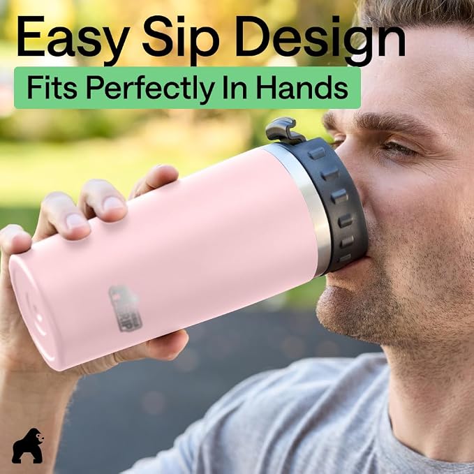 GORILLA GRIP 304 Stainless Steel Double Insulated Travel Coffee Mug, Leakproof Lid with Smooth Sip Top, Prevent Spills, Dent & Rust Resistant Reusable Tumbler Cup, Thermal Mugs for Drinks, 20oz, Pink - Image 8