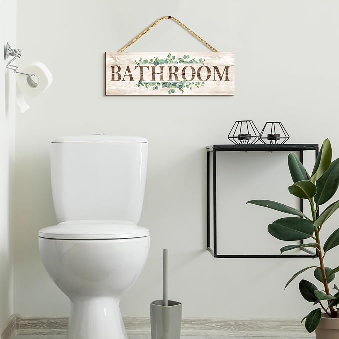 Wooden Sign Wall Decor 4 Piece, Rustic Wall Art, Farmhouse Wall Hanging Plaques for Bathroom Kitchen Laundry Pantry (4.7x13.7 inches) - Image 5