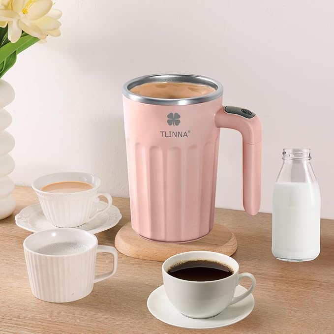 Self Stirring Mug,Self Stirring Coffee Mug,Suitable for Coffee, Milk, Cocoa and Other Beverages,Insulated bottle (Pink-temperature, 12 Ounces) - Image 6