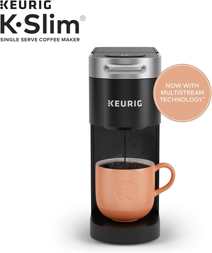 Keurig K-Slim Single Serve K-Cup Pod Coffee Maker, Multistream Technology, 3 Brew Sizes, Slim and Sleek Design, 46oz Removable Reservoir, Black | Multistream Technology, 3 Brew Sizes, Sleek Design, Removable Reservoir - Image 2