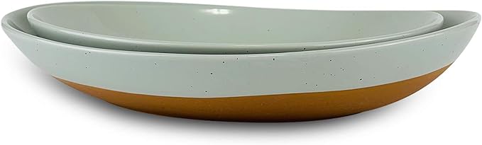 MORA Ceramic Large Serving Bowls- Set of 2 Oval Platters for Entertaining. Modern Kitchen Dishes for Dinner, Fruit, Salad, Turkey, etc. Oven, Dishwasher Safe, 55/35 oz, 13.5" / 11.8" - Earl Grey by MORA