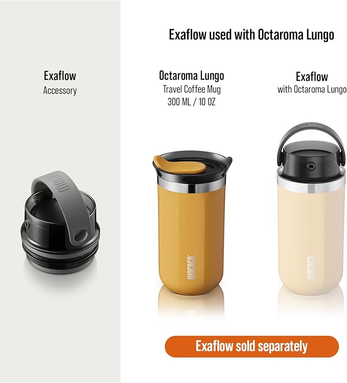WACACO Octaroma Lungo Vacuum Insulated Coffee Mug, Double-wall Stainless Steel Travel Tumbler With Drinking Lid, 10 fl oz(300ml)， Amber Yellow - Image 7