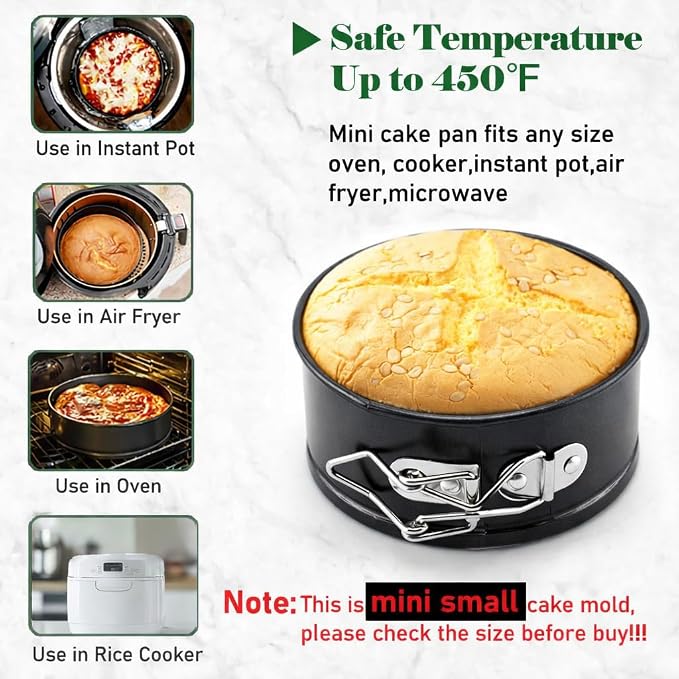 4 Pack Small Springform Cheesecakes Pan 4 Inch Mini 50Pcs Parchment Paper | Carbon Steel Cake Round Tins Leakproof Nonstick Removable Bottom Bakeware for Pie Pizzas and Quiches Baking Mold Set - Image 4