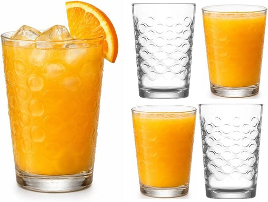 BOHEM'S Small Juice Glasses, Clear Glass Cups Tumblers, 7 Oz, Drinking Glassware for Orange Juice, Water, Milk, Coffee, Perfect for Tasting and Small Portions, Set of 4 (Style 2) by BOHEMS