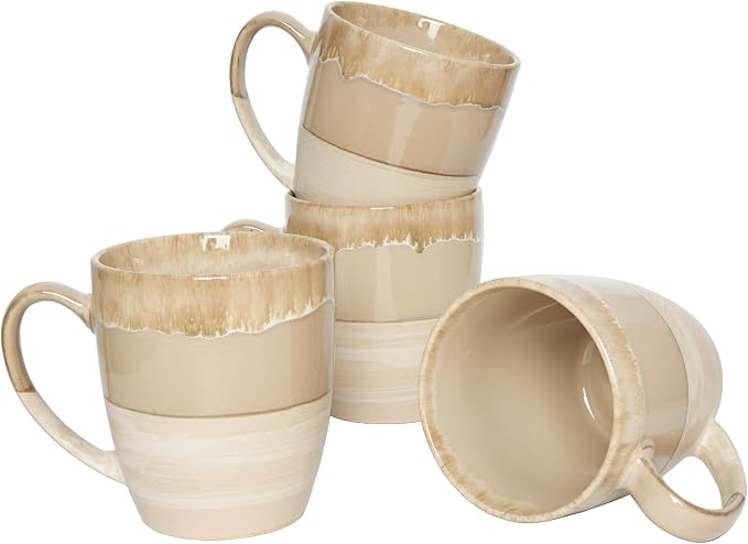 Bosmarlin Ceramic Coffee Mug Set of 4, 17 Oz, 5 Colors to Choose, Tea Cups, Dishwasher and Microwave Safe, Reactive Glaze (Brown Grey) by Bosmarlin