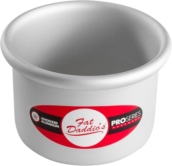 Fat Daddio's PRD-43CASE Anodized Aluminum Round Cake Pan, 4 x 3 inch, Set of 6 by FatDaddios