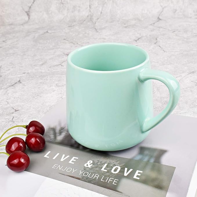 Bosmarlin Glossy Ceramic Coffee Mugs Set of 2, Tea Cup for Office and Home, 18 oz, Suitable for Dishwasher and Microwave(Mint Green, 2) - Image 4