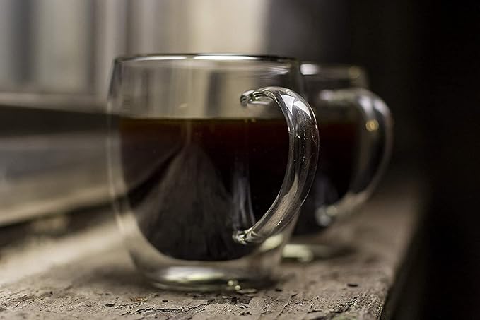 Double Wall Glass Coffee Mugs with Handle, Clear Coffee Mugs Set of 1 (12oz / 350 ml), Tea/Coffee/Latte/Cappucino/Cafe/Milk, or other Hot Beverage mugs. (350ml)