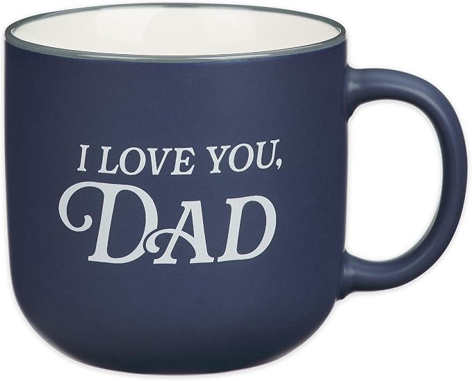 Christian Art Gifts I Love You, Dad Ceramic Coffee Mug, Non-toxic, Microwave/Dishwasher Safe, Navy Blue & White, 14 oz., Gift for Dad, Malachi 4:6 Bible Verse on Back by ChristianArtGifts