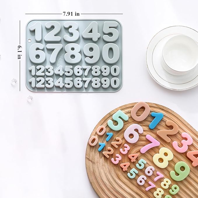 60 Cavities Number (0 to 9) Shape Candy & Chocolate Silicone Molds,2 Size, Non-Stick, Baking Molds for Making Candle, Cake Decoration, Jelly, Cupcake, Ice Cubes 2 Count