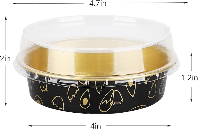 Beasea Mini Tart Pans 50 Pack, 4 Inch Disposable Pie Tins with Lids, Black Gold Aluminum Pie Pan Cartoon Tin Tart Pans Round Oven Baking Mini Cake Pan for Pie Tart Quiche - Image 3