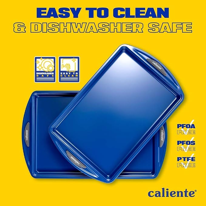 Caliente Nonstick Bakeware Set of 2 Cookie Sheets | Premium Medium & Small Baking Sheets | Durable Carbon Steel Baking Sets | Housewarming, Wedding, Chefs & Bakers Kitchen Gift - Image 5