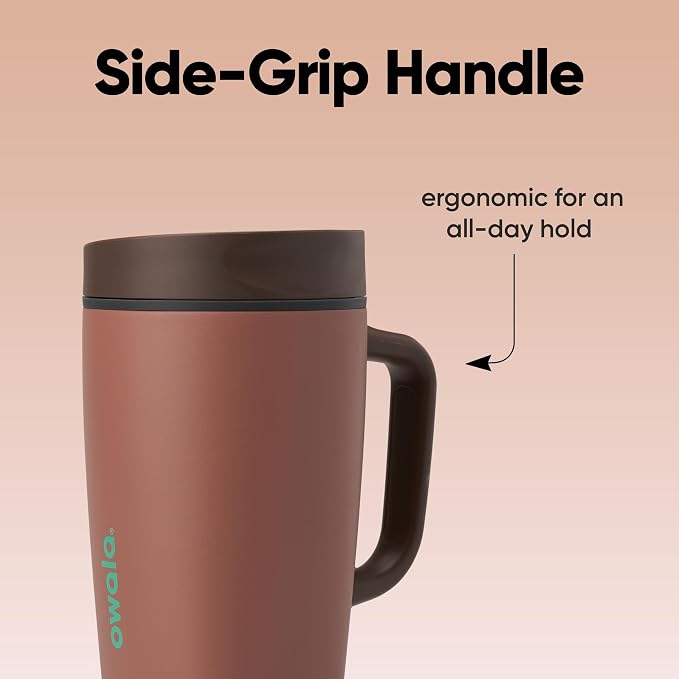 Owala SmoothSip Slider Stainless Steel Insulated Travel Mug with Handle, 100% Leak Proof, For Hot and Cold Drinks, Travel Friendly with Sliding Lock Lid, 24 oz, BPA Free, Leak Proof, Cozy Cocoa - Image 5