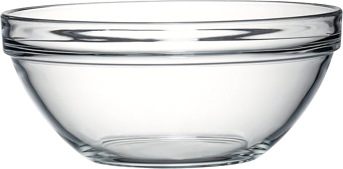 Red Co. 2.6 Quart Fully Tempered Clear Glass Mixing and Prepping Bowl with Safety Rim, Medium