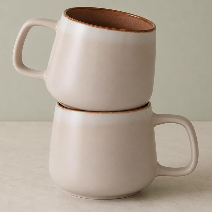 Ava Nord Large Stoneware Ceramic Coffee Mugs Set of 2-20 oz - Rose Sand | Lead-Free, Non-Toxic, Freezer - Microwave & Dishwasher Safe, Comfortable Handle, Aesthetic Nordic Design for Tea, Cocoa by AvaNord
