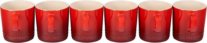 Le Creuset Stoneware Set of 6 London Mugs, 12 oz. Each, Cerise - Image 2