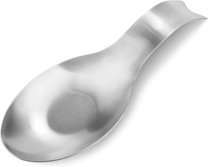 Stainless Steel Spoon Rest, Spatula Ladle Holder, Stainless Steel Utensil Spoon Rest Holder, Brushed Finish, Dishwasher Safe 3.8 x 9.4 Inch (Fish Shape Silver Color 1PC) by VanlonPro