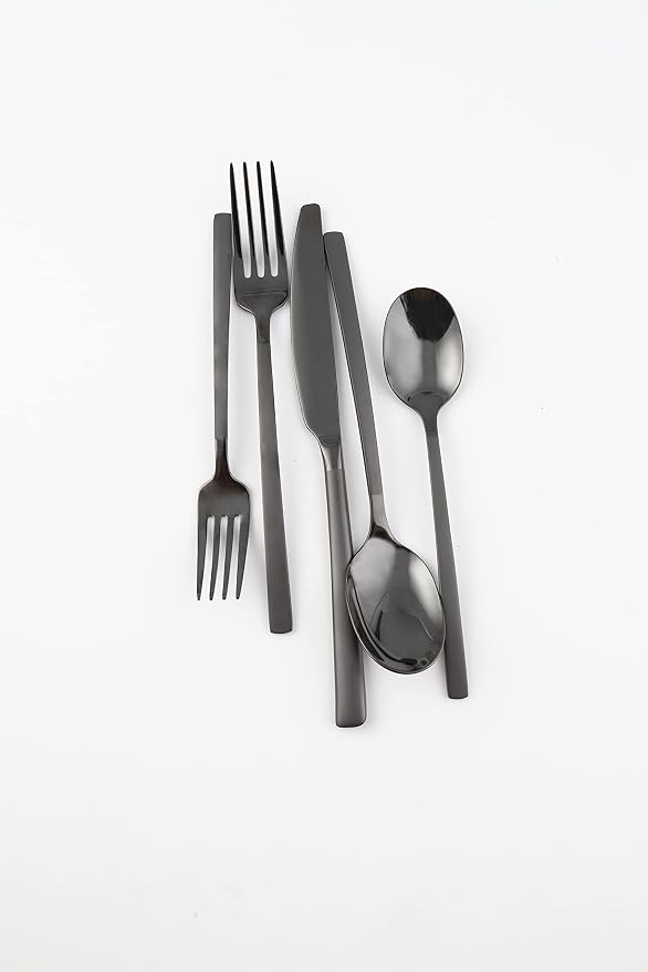 Cambridge Silversmiths Beacon Flatware Set, 18/0 Stainless Steel, Dishwasher Safe, Flatware Collection, Black Sand Mirror, 20-Piece, Service for 4 - Image 2